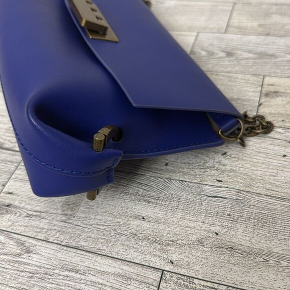Zac Posen Eartha Cobalt Blue Folded Gusset Leather Crossbody With Dustbag - Picture 9 of 15